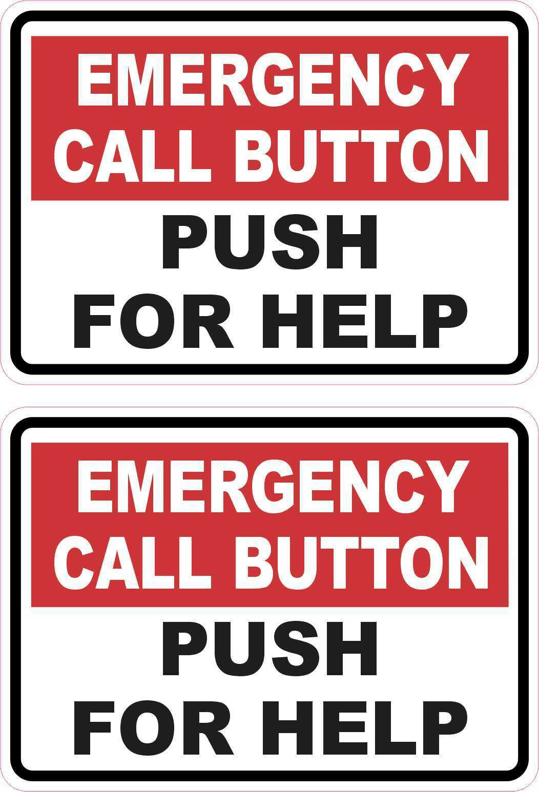 3.5in x 2.5in Emergency Call Button Vinyl Stickers Business Safety Decal Signs