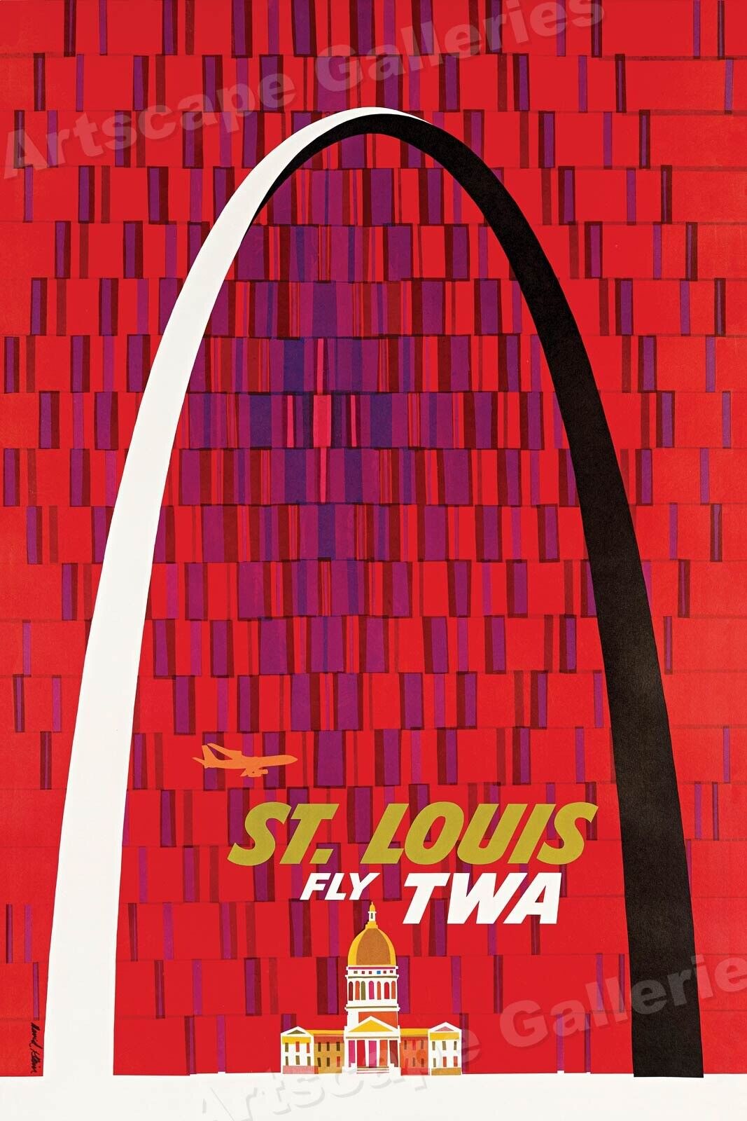 TWA St Louis Fly TWA Missouri 1964 Vintage Style Travel Poster - 24x36