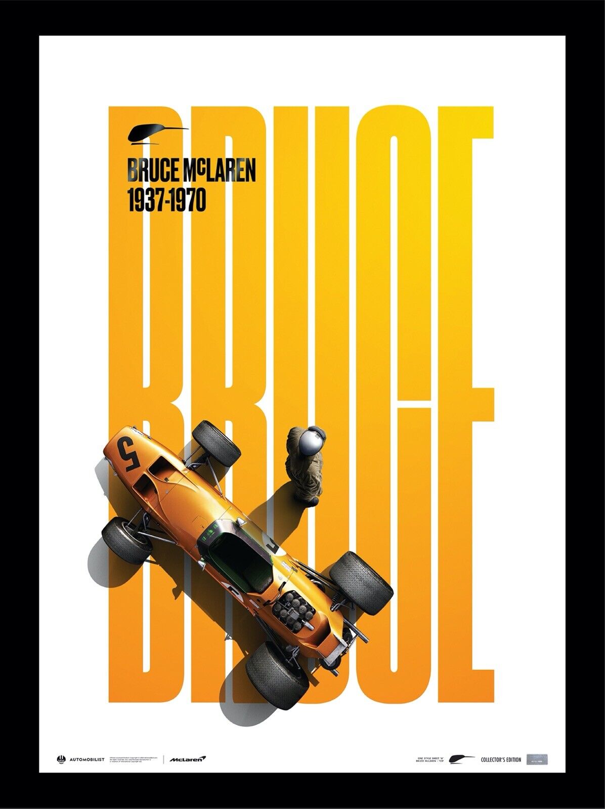 Bruce McLaren M7A-3 F1 1968 Spa Black Embossed Art Print Poster Ltd Ed 500