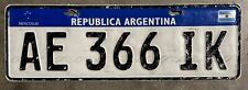 2020 Single Argentina CAR License Plate MERCOSUR - AE 366 IK - ROADKILL picture