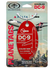 Northwest Airlines Douglas DC-9-30 Tail #N920RW Red Aluminum Plane Skin Bag Tag picture