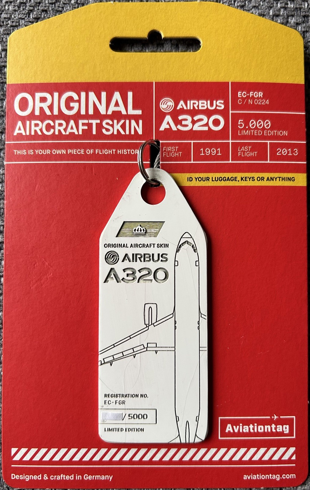 AVIATIONTAG : IBERIA : AIRBUS A320 : EC-FGR  : WHITE TAG
