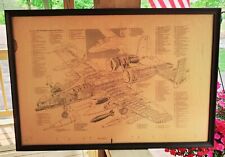 Very Rare - A-10A Thunderbolt II Cutaway Drawing Spec Sheet Framed Very Old picture