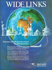 1987 KUWAIT AIRWAYS Boeing 747-200B Jetliner ad airlines advert WIDE LINKS picture