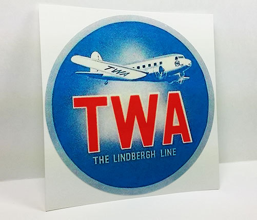 TWA Trans World Airlines Vintage Style Decal / Vinyl Sticker, Luggage Label TWA Trans World Airlines Vintage Style Decal / Vinyl Sticker, Luggage Label