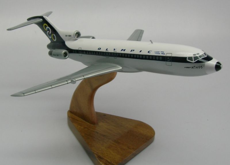 Boeing B-727 Olympic Air B727 Airplane Wood Model Replica Small 