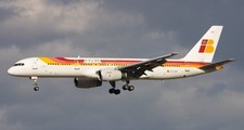 Boeing 757-200 B-757 Iberia Desk Wood Airplane New Model Large Scale 1/100 picture