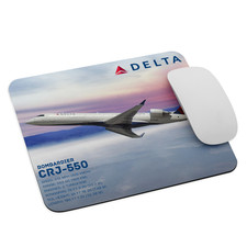 Delta Air Lines BOMBARDIER CRJ-550 Mouse Pad 9.5x7.75 in Pilot Trading Card picture