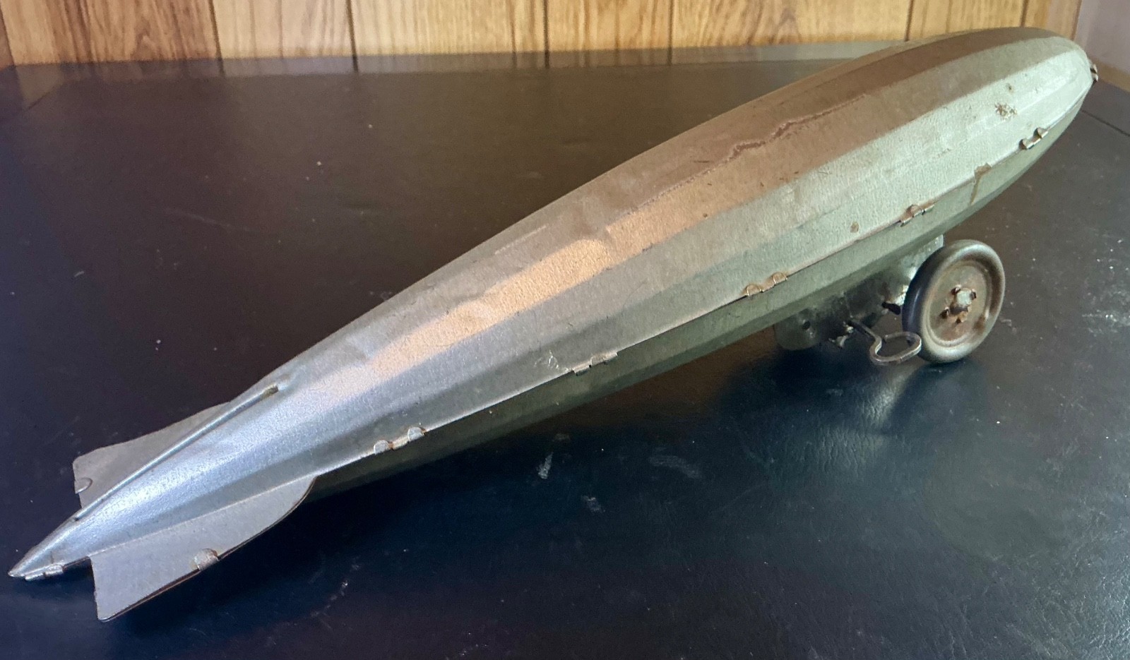 Antique 1930s Steelcraft Pressed Steel Graf Zeppelin Blimp Airship Pull Toy 17\