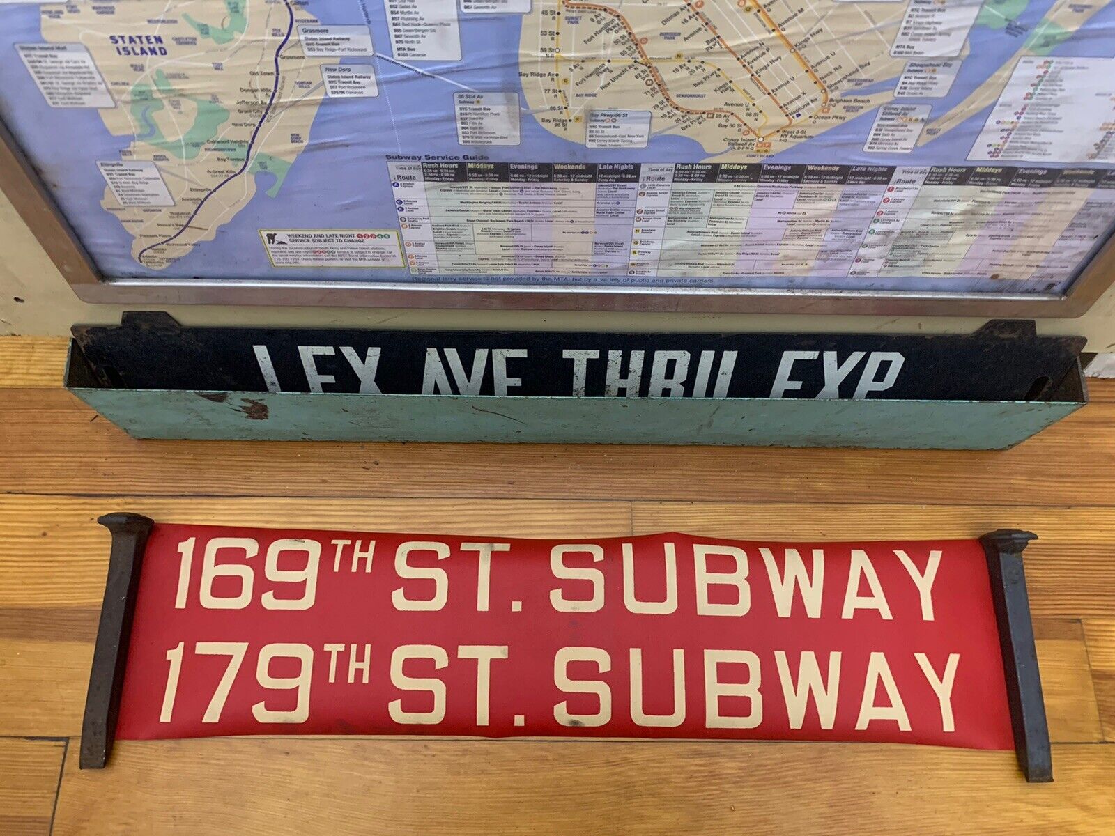 NYC QUEENS BUS ROLL SIGN VINTAGE 169 179  STREET SUBWAY COLLECTIBLE TRANSIT ART