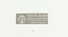 Italy Ala Littoria airline 1934 airmail label for mail to Massawa, Eritrea picture