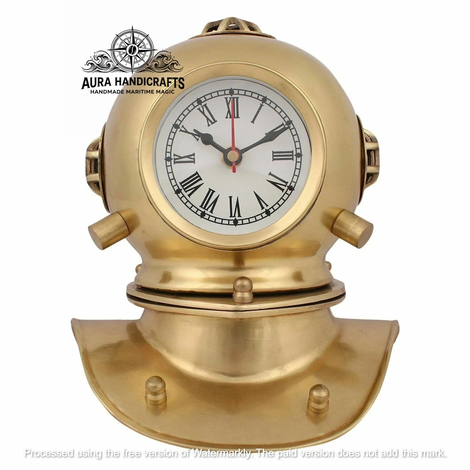 AURA Deep Sea Diving Helmet Mark V Mini Nautical Clock Working Desk Collectible