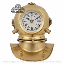 AURA Deep Sea Diving Helmet Mark V Mini Nautical Clock Working Desk Collectible picture