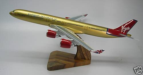 Airbus A-340 Virgin Atlantic Airways Airplane Mahogany Kiln Dry Wood Model Small
