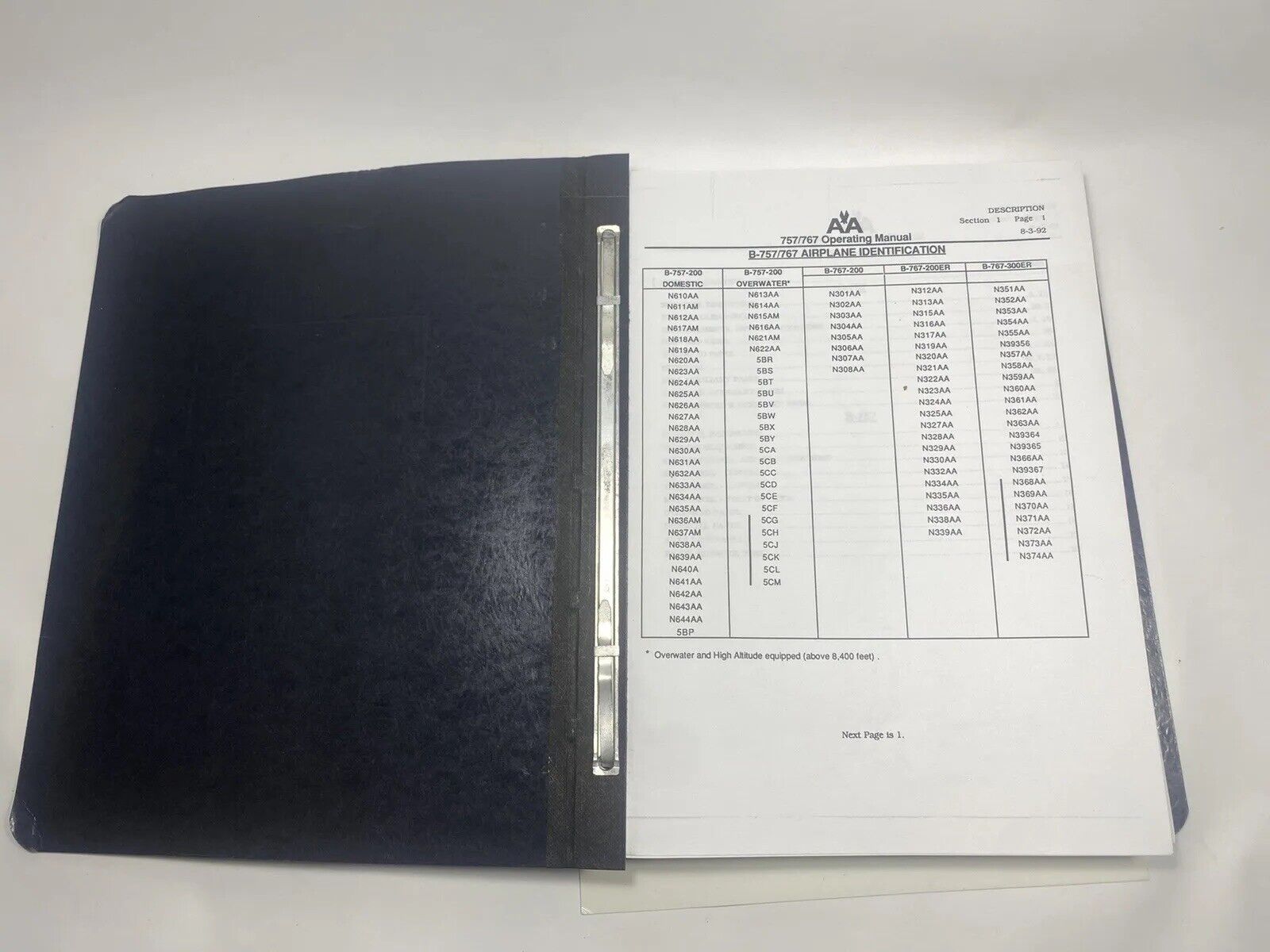 AMERICAN AIRLINES 757/767 OPERATIONS MANUAL BINDER