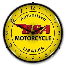 NEW BSA MOTORCYCLE BIKE RETRO LED LIGHTED ADVERTISING CLOCK - * picture