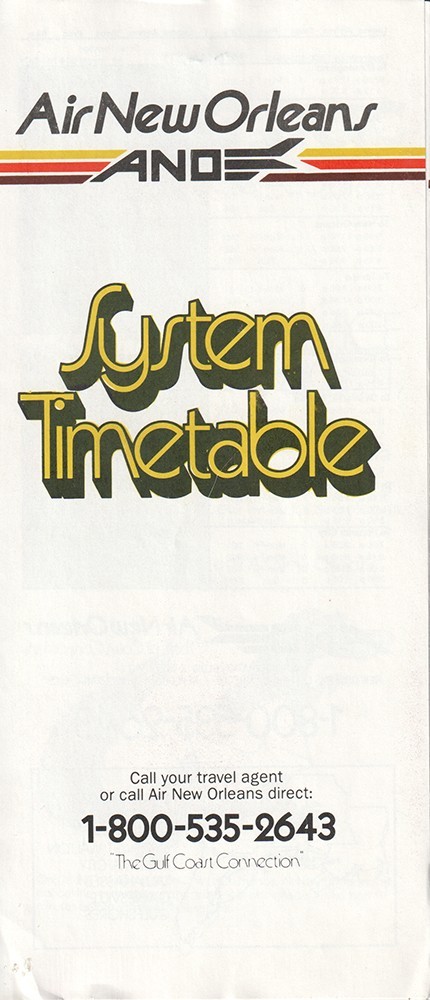 Air New Orleans timetable 1982/05/01 Air New Orleans timetable 1982/05/01
