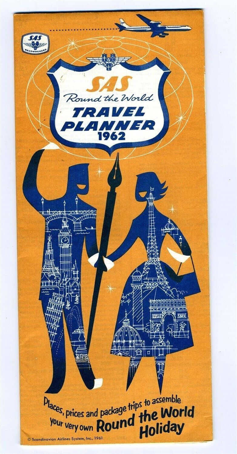SAS Round the World Travel Planner 1962 Brochure Scandinavian Airlines System