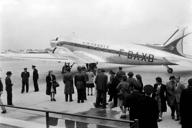 People Board An Air France Douglas Dc3 Aircraft 1946 Old Dc3 Aviation Photo People Board An Air France Douglas Dc3 Aircraft 1946 Old Dc3 Aviation Photo