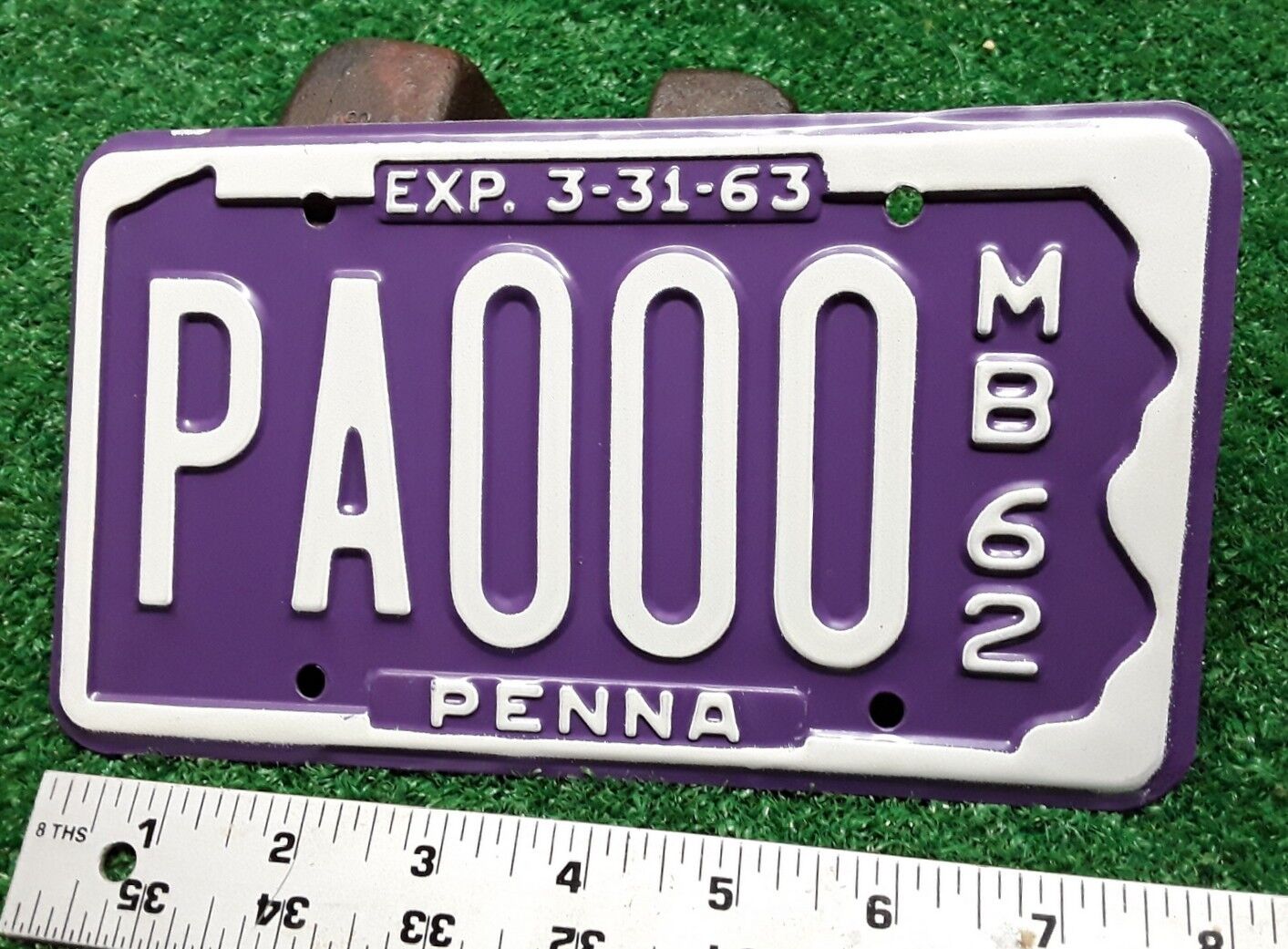 SAMPLE - PENNSYLVANIA - 1962 purple boat license plate. Possibly one of a kind