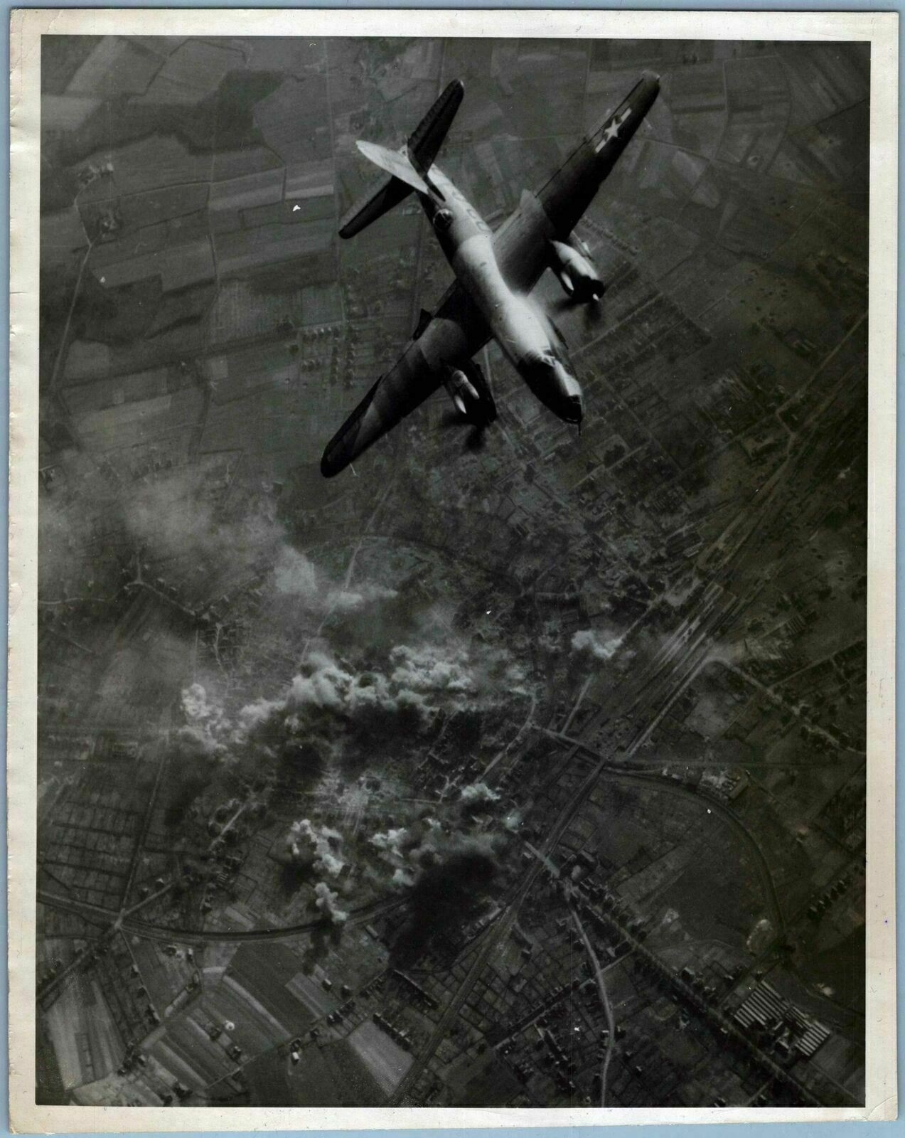 MARTIN B-26 MARAUDER 9TH USAF RUHR GERMANY BOMBING ORIGINAL 1945 WW2 PRESS PHOTO