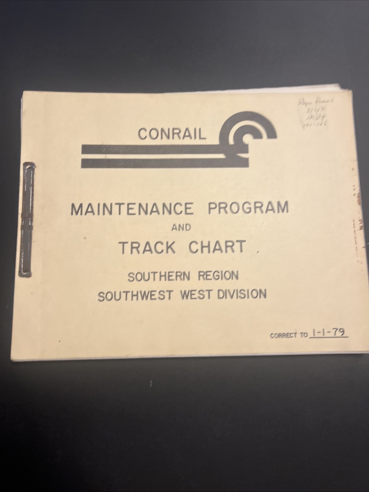 Conrail Maintenance Program And Track Chart Southern Region SW Div 1979 Conrail Maintenance Program And Track Chart Southern Region SW Div 1979