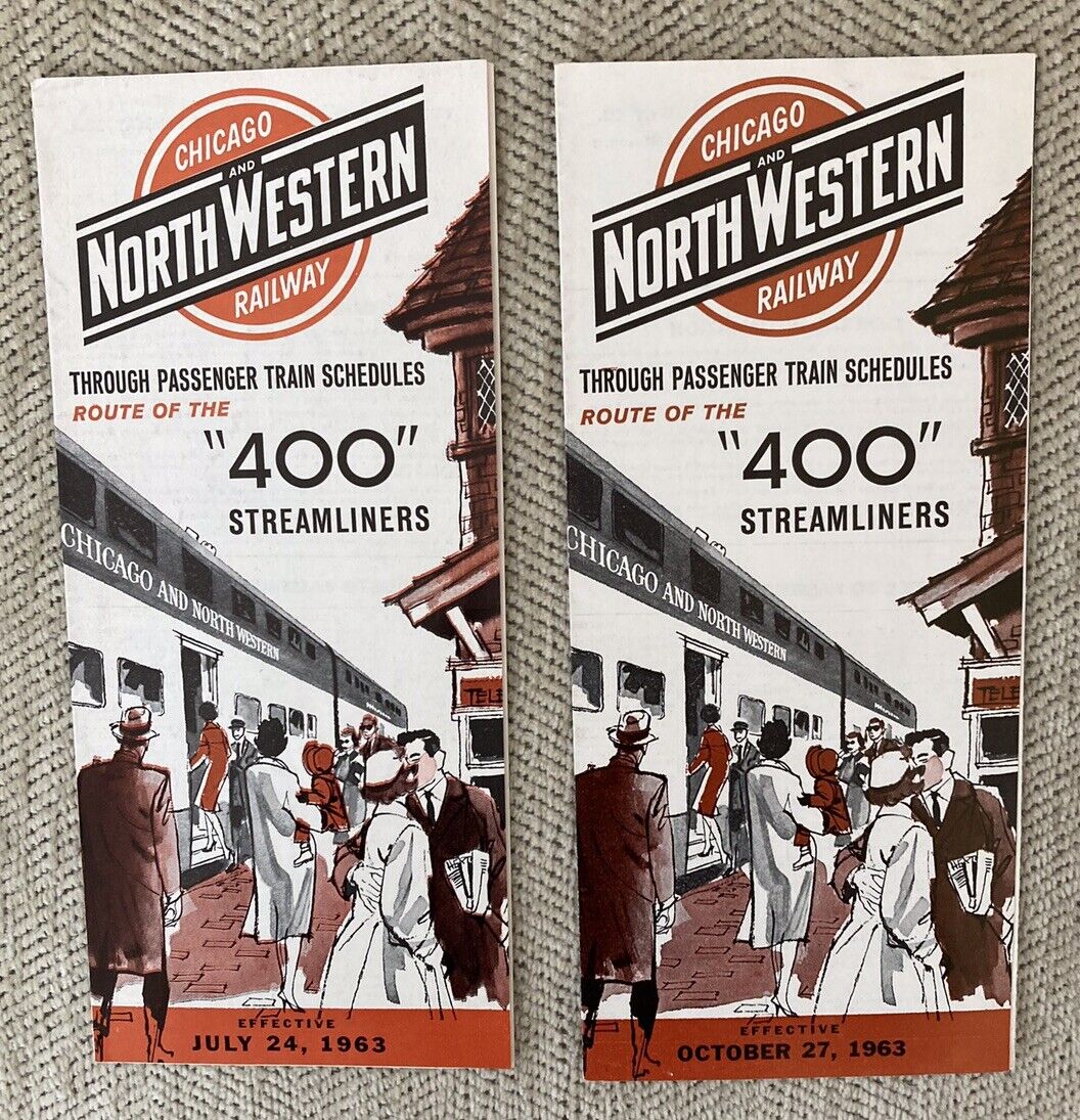 Chicago and North Western Ry Lot of (2) Public Timetables: 7/24/63, 10/27/63