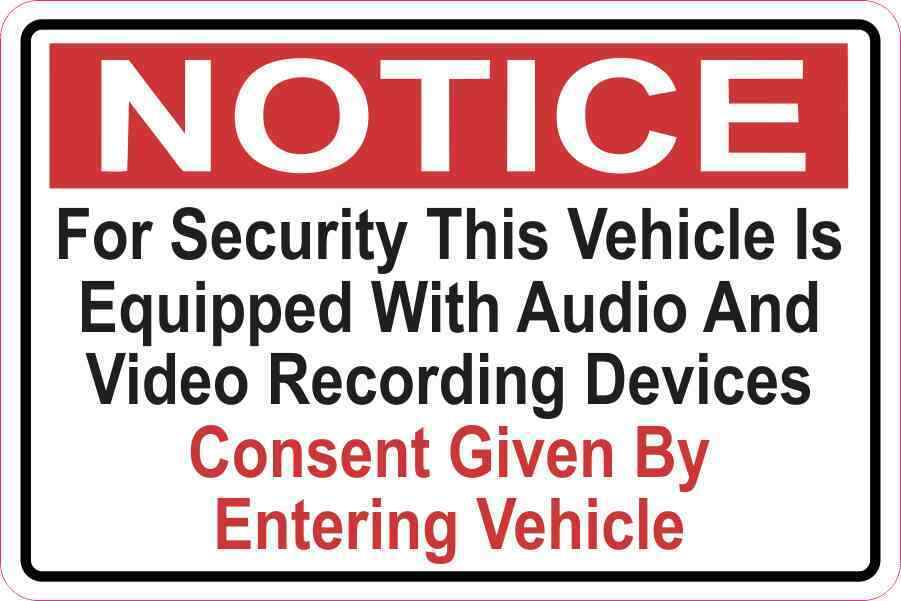 6x4 Audio And Video Recording Consent Sticker Car Truck Vehicle Bumper Decal