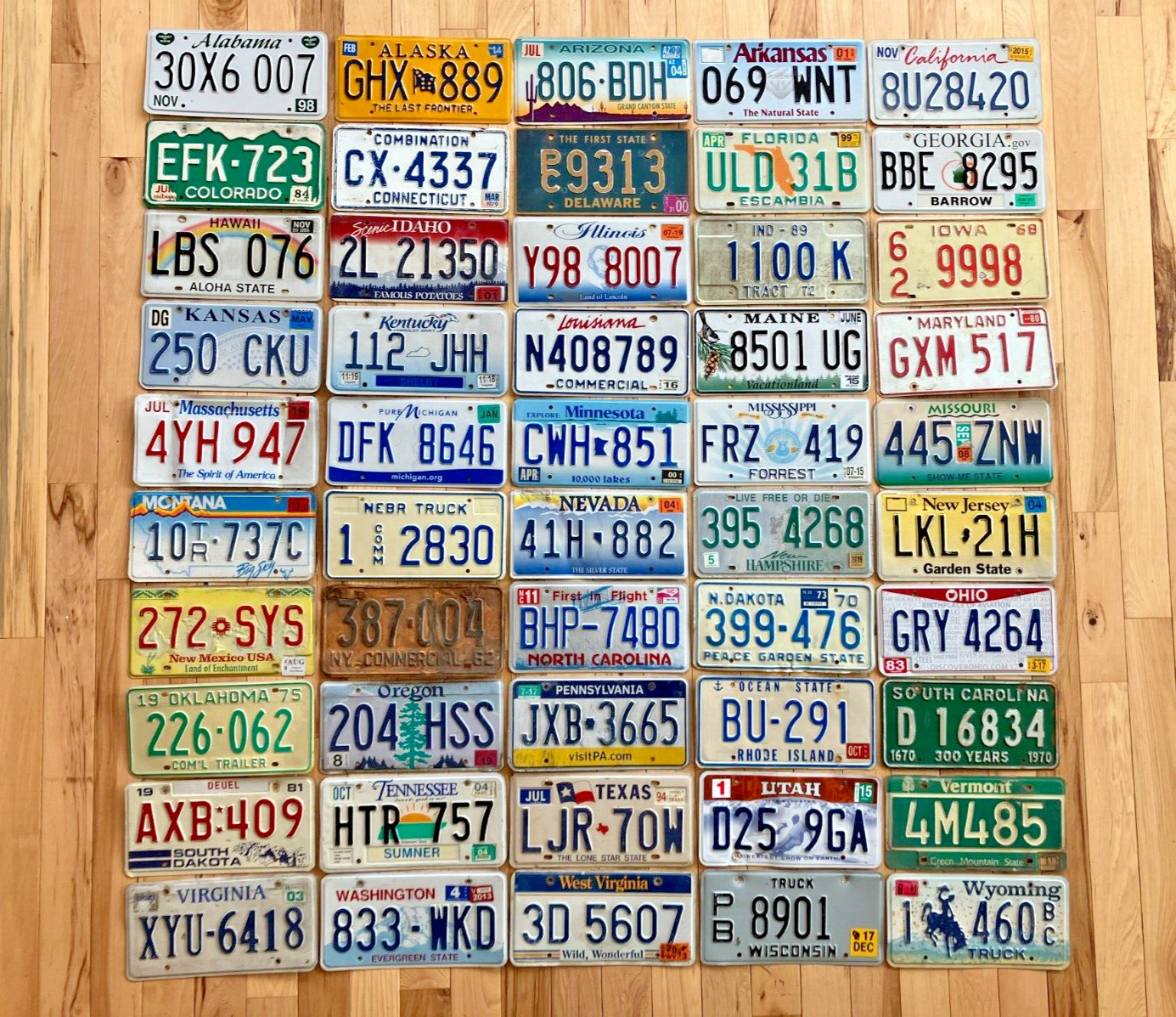 Embossed 50 State Set of US License Plates in Craft Condition