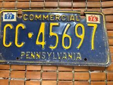 1976 Pennsylvania Commercial License Plate CC 4569 Authentic Metal Blue PA picture