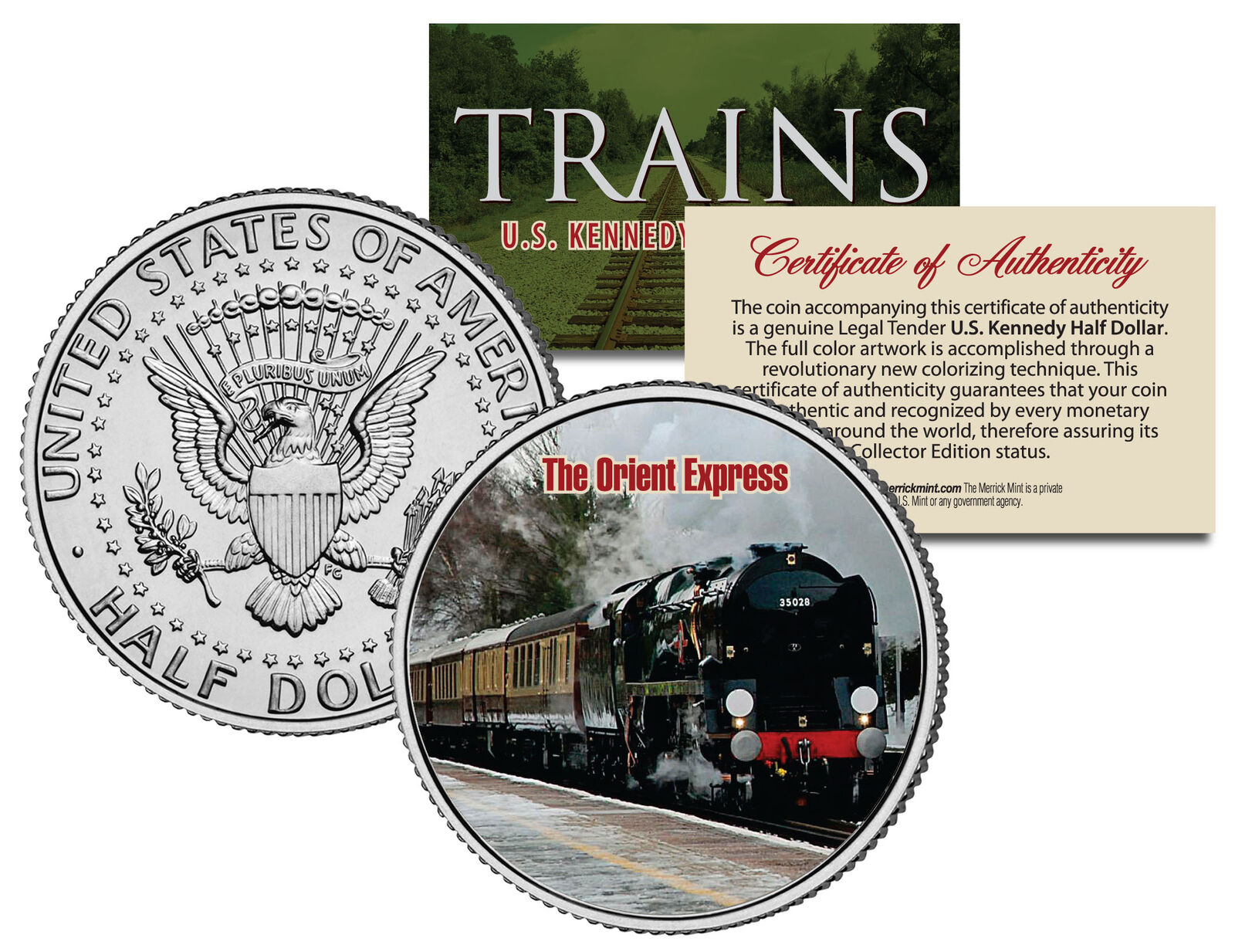THE ORIENT EXPRESS TRAIN *Famous Trains* JFK Half Dollar Colorized US Coin