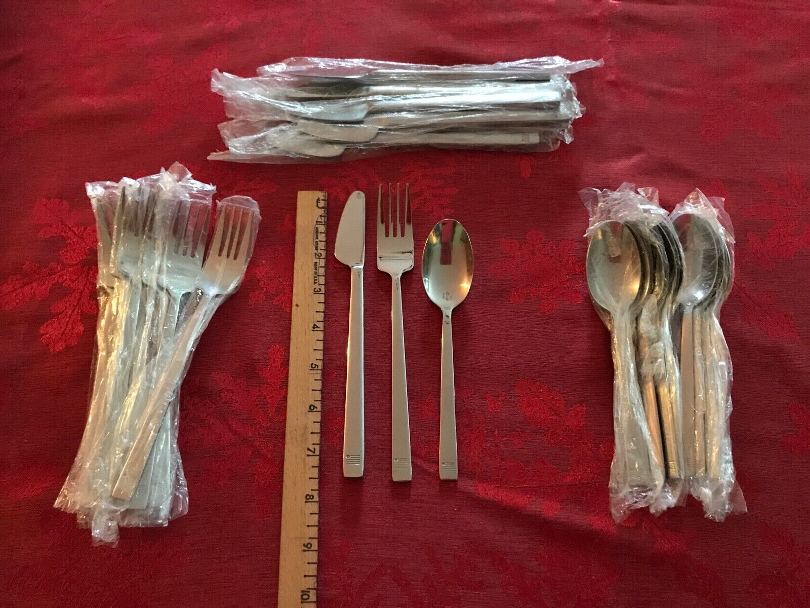 24 Pieces US Airways Stainless Silverware Knives Forks Spoons ..Still Wrapped 