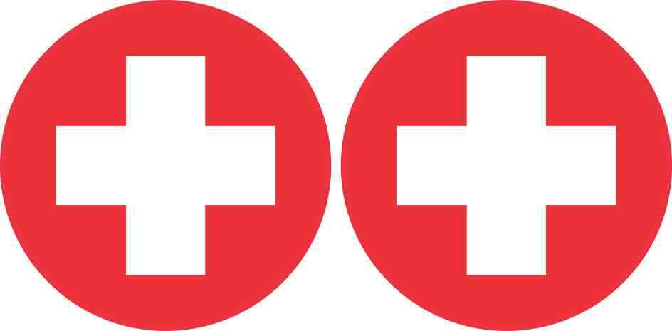 3in x 3in Circle Cross Medical Symbol Stickers Car Truck Vehicle Bumper Decal