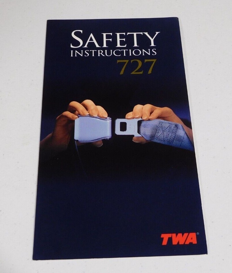 TWA BOEING 727 SAFETY INSTRUCTIONS CARD EXCELLENT CONDITION 02/2000 TWA BOEING 727 SAFETY INSTRUCTIONS CARD EXCELLENT CONDITION 02/2000