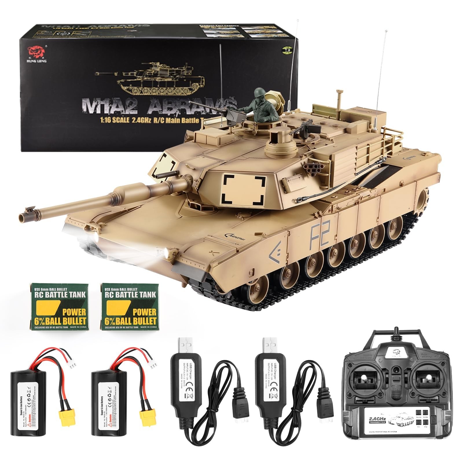 US M1A2 Abrams Army Tank Model 1/16 2.4GHz Remote Control Tank with Sound & L... US M1A2 Abrams Army Tank Model 1/16 2.4GHz Remote Control Tank with Sound & L...