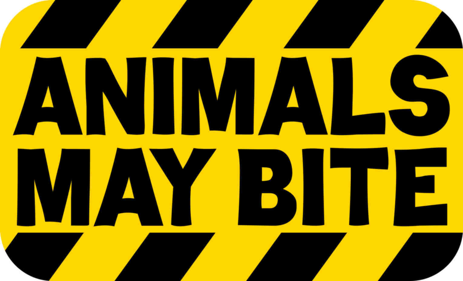 5×3 Yellow and Black Striped Animals May Bite Sticker Vinyl Sign Stickers Decal