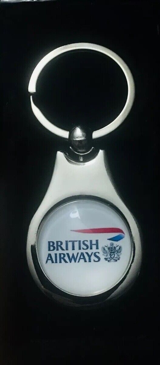 2 Pack￼￼ Of British Airways Airlines Logo KeyChain Key Ring Chrome Finish￼