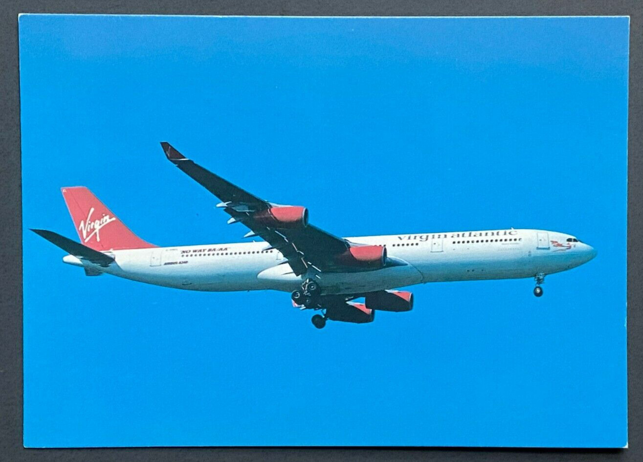 Virgin Atlantic Airways Airbus A340-311 G-VAEL Aircraft Postcard Virgin Atlantic Airways Airbus A340-311 G-VAEL Aircraft Postcard
