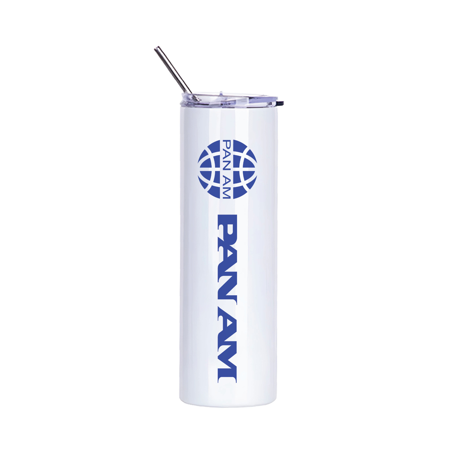 Pan Am US Airline World Airways Insulated 20oz Skinny Travel Tumbler Mug Cup