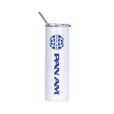 Pan Am US Airline World Airways Insulated 20oz Skinny Travel Tumbler Mug Cup picture