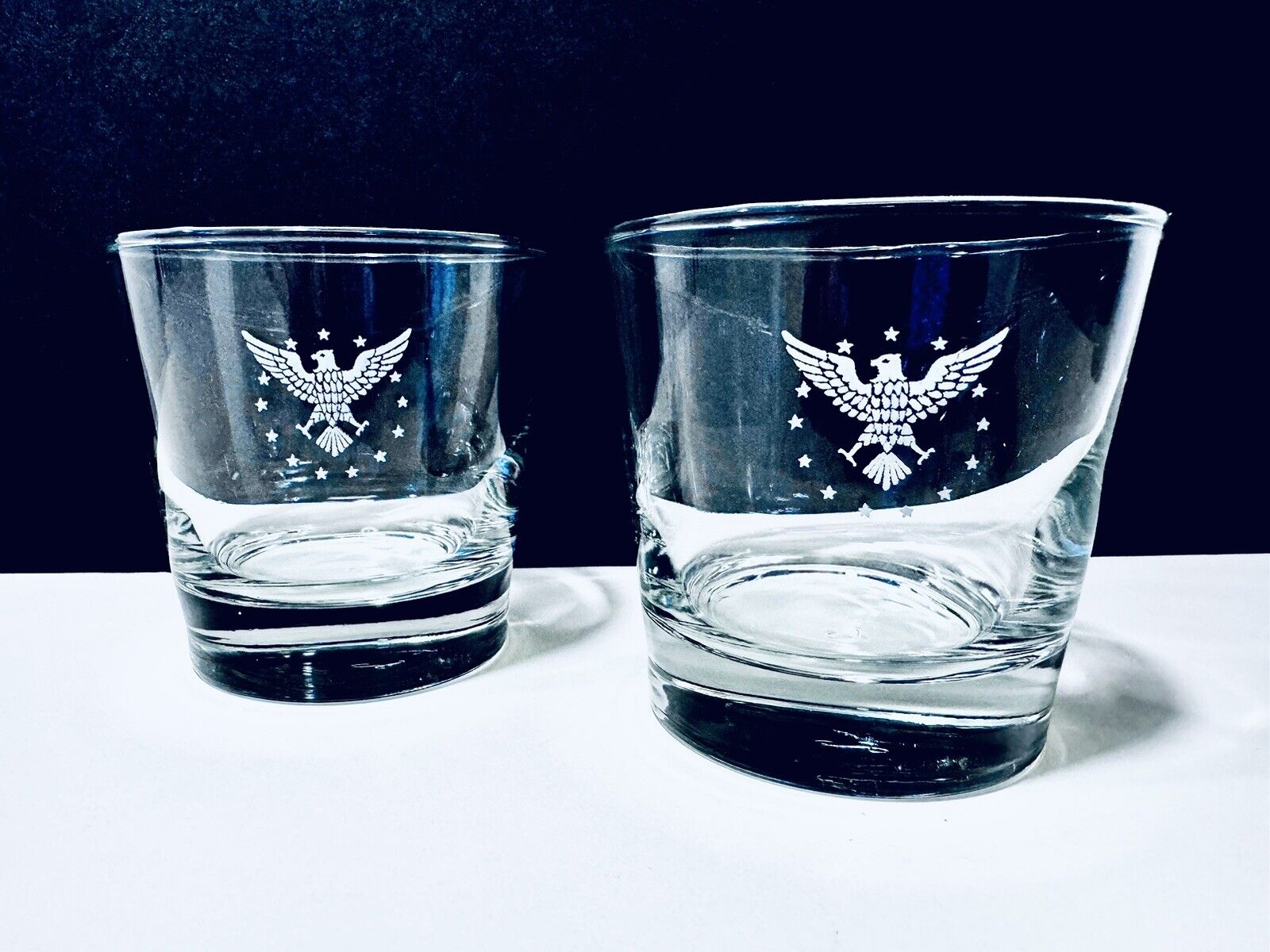 Pan Am Airlines Vintage 1960's The President Pattern  Set Of 2 Rock Glasses Rare
