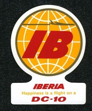 DC-10 IBERIA AIRLINES STICKER - HAPPINESS IS A FLIGHT IN AN IBERIA DC-10 LABEL picture