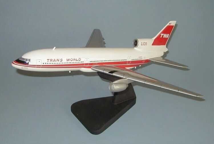 TWA Trans World Lockheed L-1011 Black Stand Desk Display Model 1/100 SC Airplane