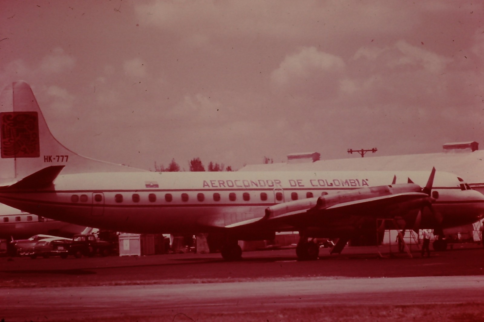 Aerocondor, Lockheed L-188 Electra HK-777, at airport, Colombia, aircraft slide
