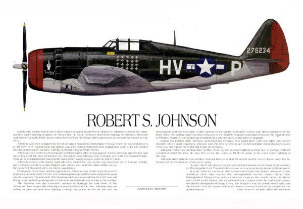 P-47, signed by Thunderbolt Ace, Robert Johnson, Artist Ernie Boyette