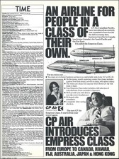 1981 CP AIR Canadian Pacific Airlines NEW EMPRESS CLASS B747 DC-10 ad advert picture