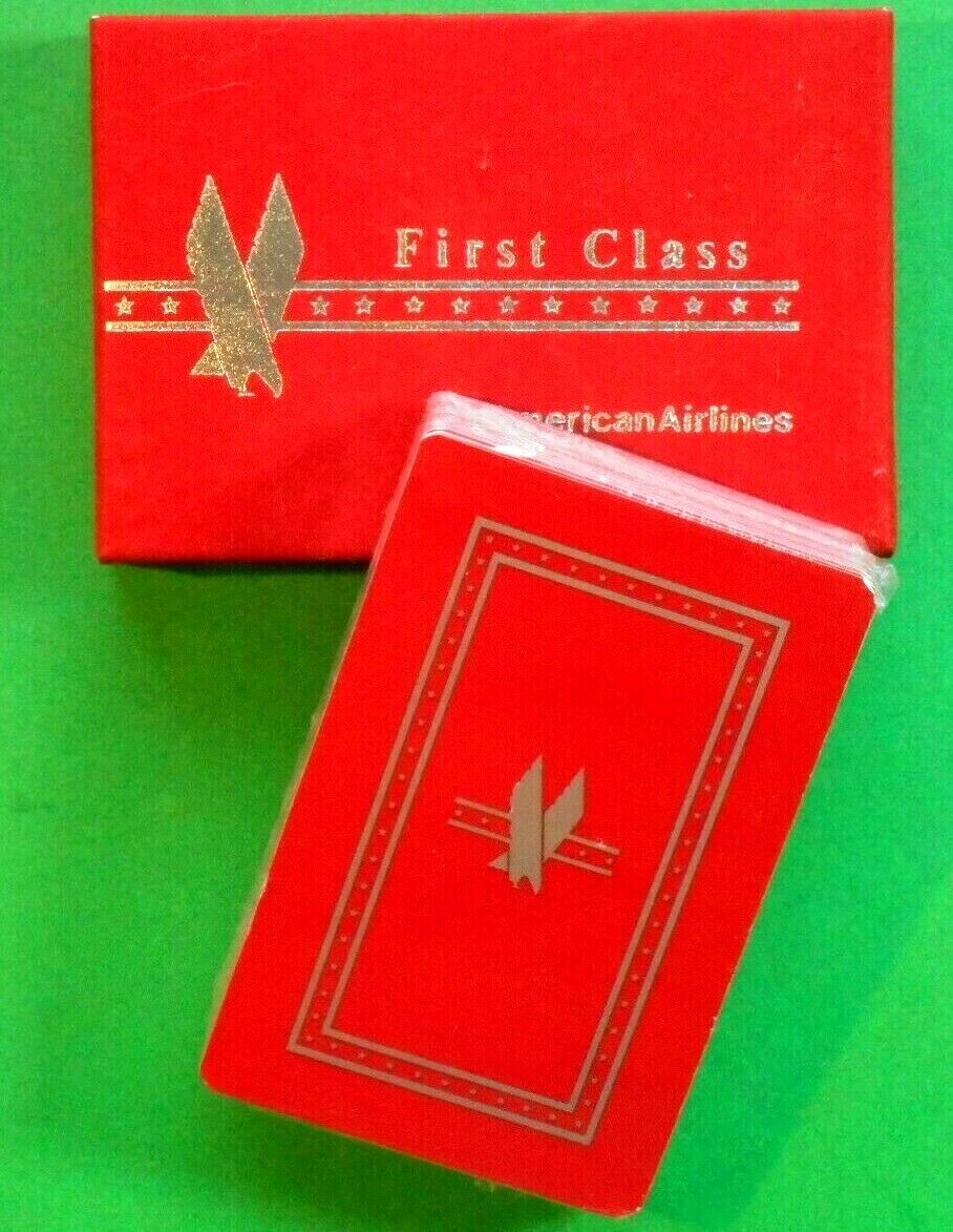 VINTAGE AMERICAN AIRLINES First Class Playing Cards Red Velvet Box  NIB NEAT