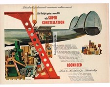 1953 LOCKHEED Super Constellation Airplane art by HENNINGER Vintage Print Ad picture