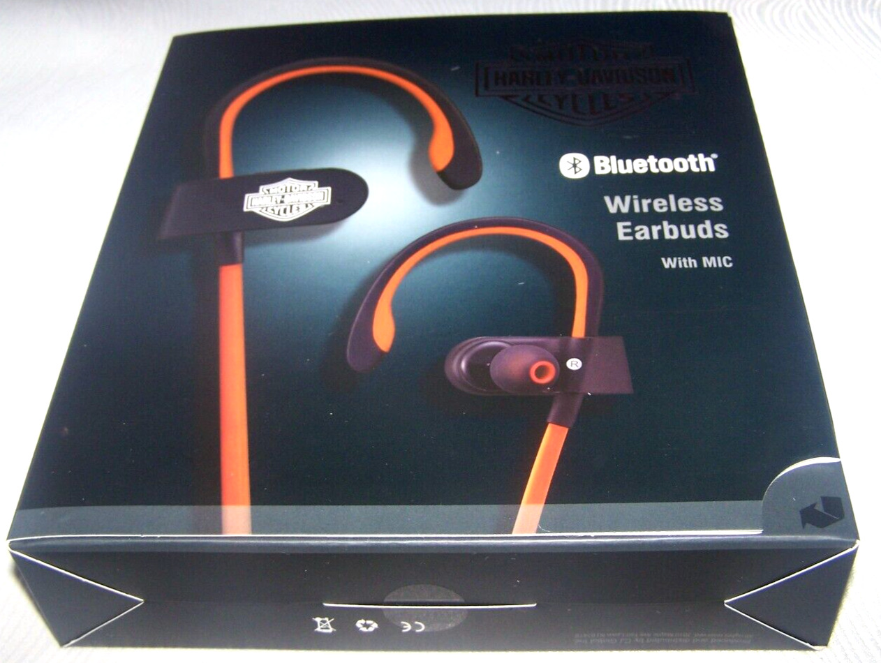 Harley Davidson Bluetooth Wireless Earbuds with MIC NEW 94500185 Black NIB