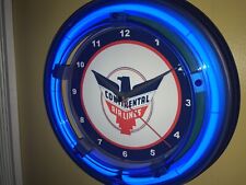 Continental Airlines Airport OldLogo Pilot Stewardess Neon Wall Clock Sign picture